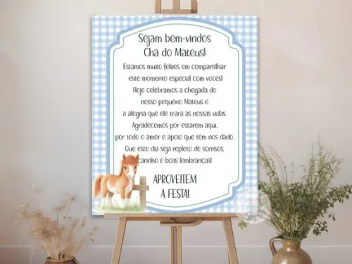 Quadro Bem - Vindos ao Chá de Bebê - Cavalinho