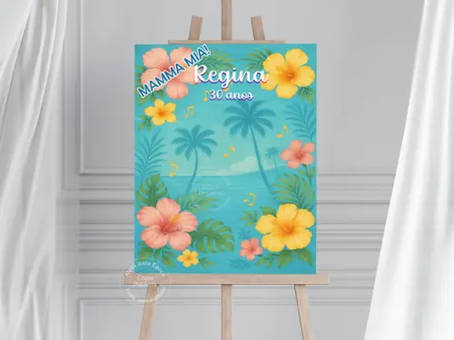 Quadro de Assinatura para Aniversário - Festa Mamma Mia!