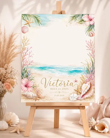 Quadro de Assinaturas Debutante- Tema Praia / Fundo do Mar