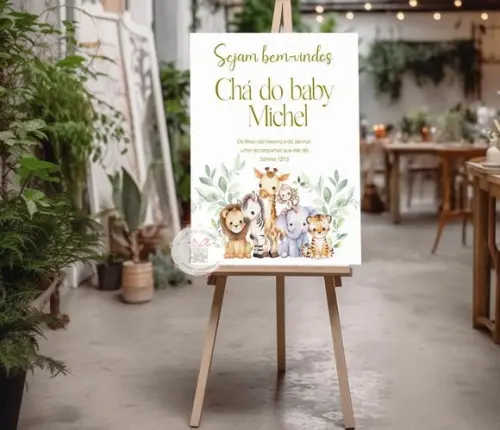 Quadro Decorativo para Chá de Bebê - Safari