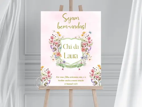 Quadro para Recepção Chá de Bebê - Tema Jardim