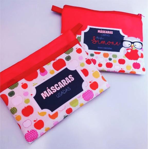 PORTA MASCARA +MASCARA PERSONALIZADA + ALCOOL SACHE GEL