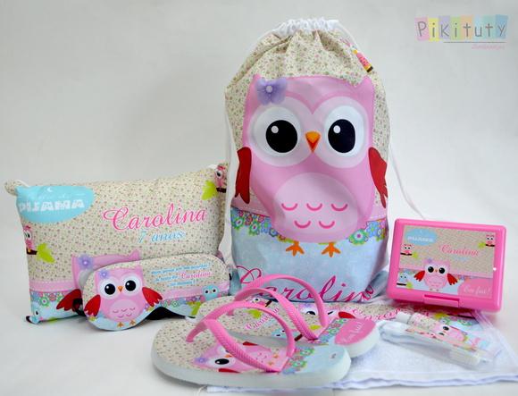 10 Kits Festa do Pijama + 10 Kit Higiene Coruja