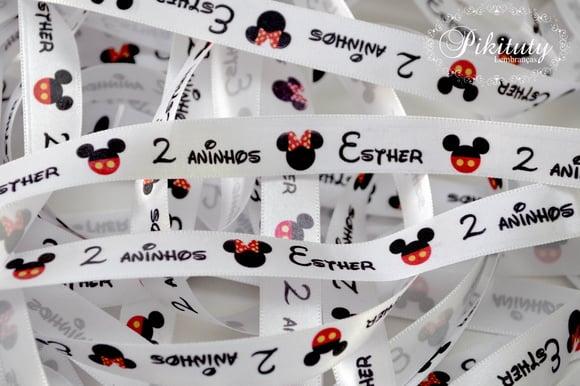 10 m Fita em Cetim Personalizada - Mickey