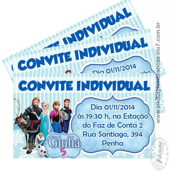 100 Convites individuais - Frozen