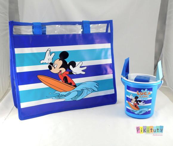 20 Bolsas de Praia + Balde de Praia - Mickey