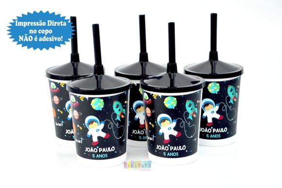 20 Copos c/ Canudo - Astronauta