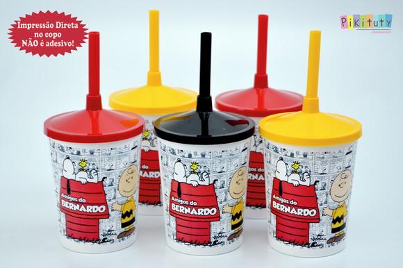 20 Copos c/ Canudo - Snoopy