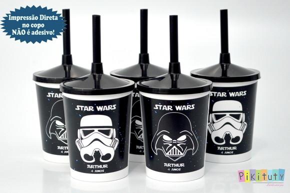 20 Copos c/ Canudo - Star Wars