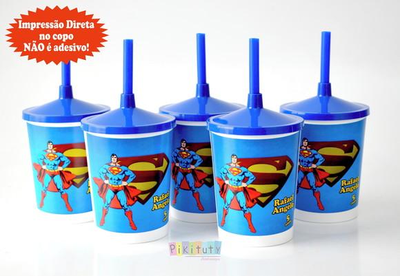 20 Copos c/ Canudo - Super Man