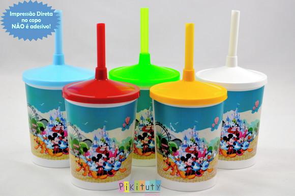 20 Copos c/ Canudo - Turma do Mickey