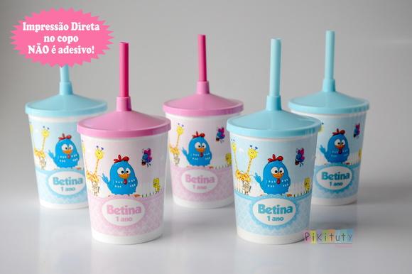 20 Copos c/ Canudo Galinha Pintadinha