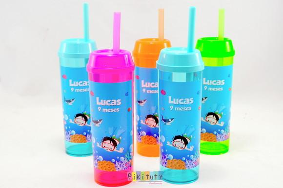 20 Copos Long Drink c/ Canudo Fundo do Mar