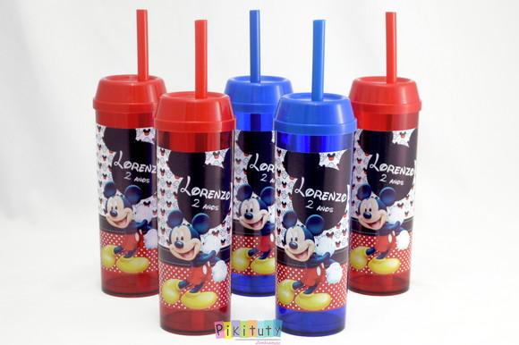 20 Copos Long Drink c/ Canudo Mickey