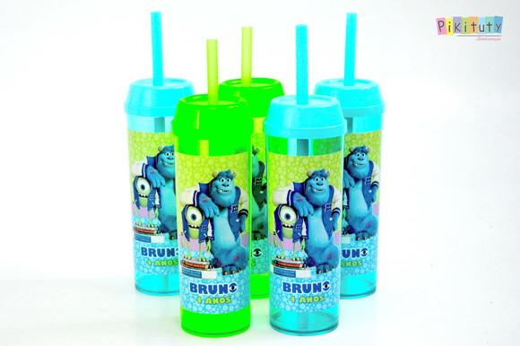 20 Copos Long Drink c/ Canudo Universidade Monstros