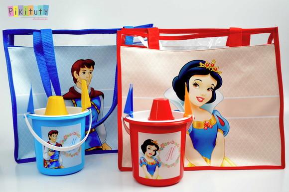 20 Kits - Bolsa de Praia + Balde de Praia a Branca de Neve