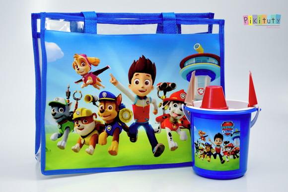 20 Kits Bolsas de Praia + Balde de Praia Patrulha Canina