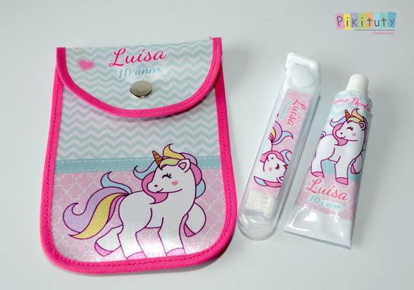 20 Kits Dental c/ Porta Escova Unicórnio
