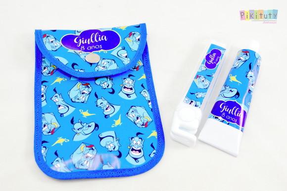 20 Unidades - Kit Dental c/ Porta Escova Aladdin Gênio