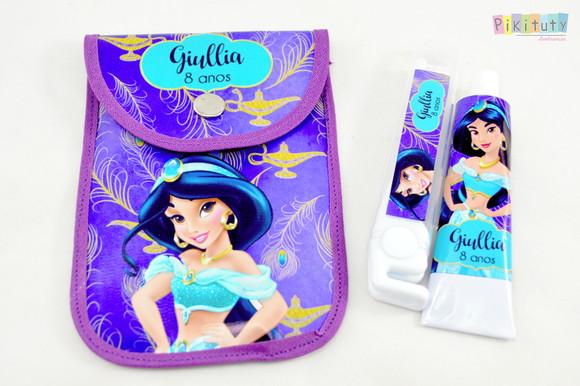 20 Unidades - Kit Dental c/ Porta Escova Aladdin Jasmine