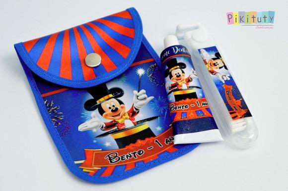 20 Unidades - Kit Dental c/ Porta Escova Circo do Mickey