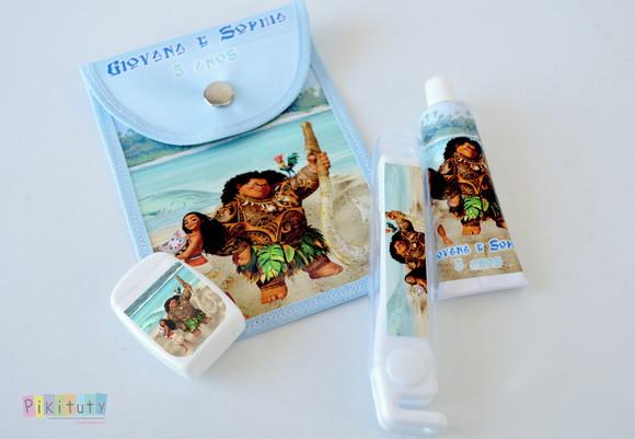 20 Unidades - Kit Dental c/ Porta Escova Moana