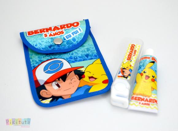 20 Unidades - Kit Dental c/ Porta Escova Pokemón