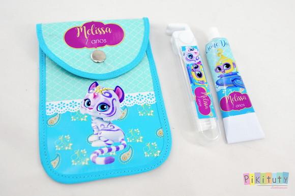20 Unidades - Kit Dental c/ Porta Escova Shimmer e Shine