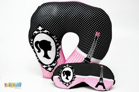 Almofada de pescoço + Máscara de dormir Barbie Paris