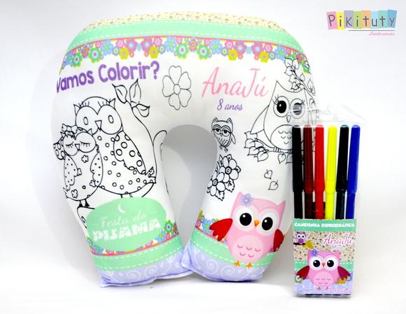 Almofada de pescoço p/ colorir - Coruja