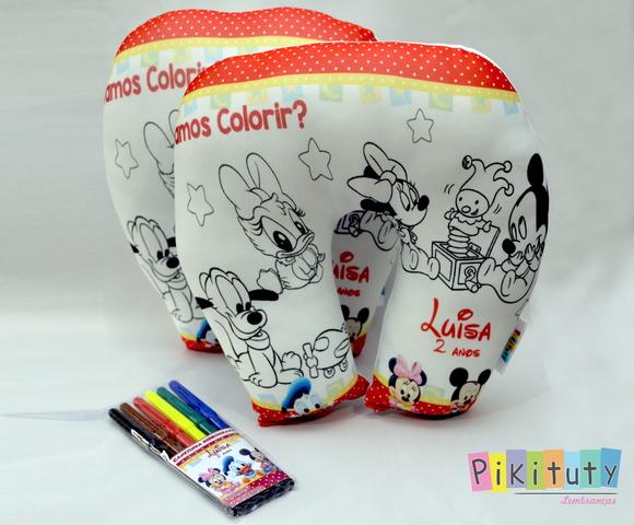 Almofada de pescoço p/ colorir - Mickey e Minnie