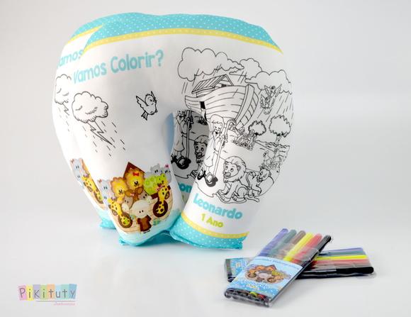 Almofada de pescoço p/ colorir - Arca de Noé