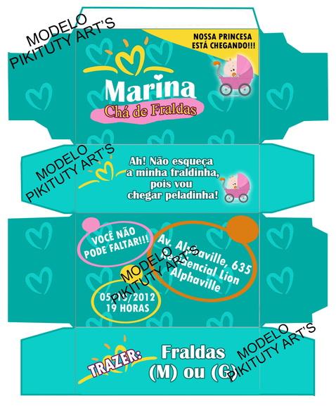 Arte Digital p/ convite Caixinha Pampers