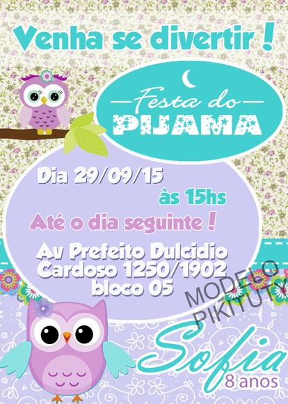 Arte Digital p/ convite Festa do Pijama
