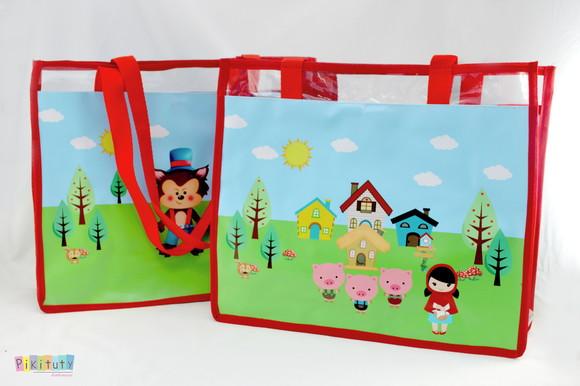 Bolsa de Praia + Balde de Praia Chapeuzinho Vermelho