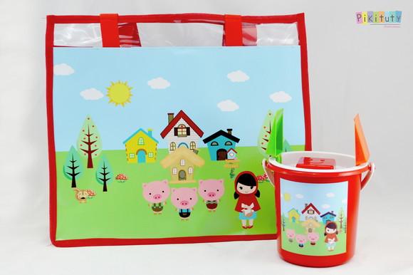 Bolsa de Praia + Balde de Praia Chapeuzinho Vermelho