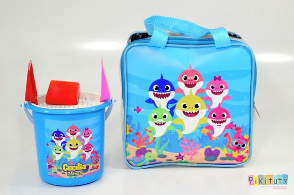 Bolsa de praia quadrada+ balde de praia Baby Shark