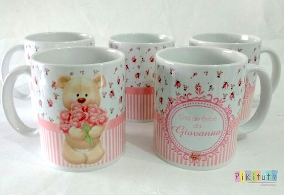 Caneca De Porcelana Chá De Bebê