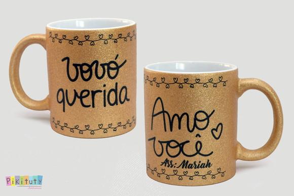 Caneca de porcelana com Glitter - Vovó Querida