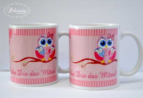Caneca De Porcelana Mamãe Coruja