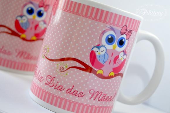 Caneca De Porcelana Mamãe Coruja
