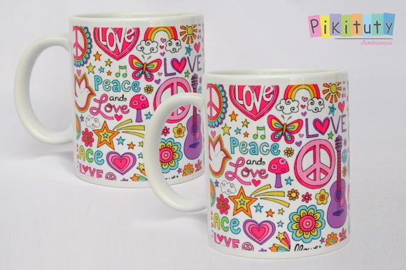 Caneca De Porcelana Paz E Amor