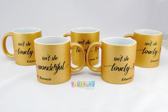 Caneca Glitter Lembrança nascimento personalizada