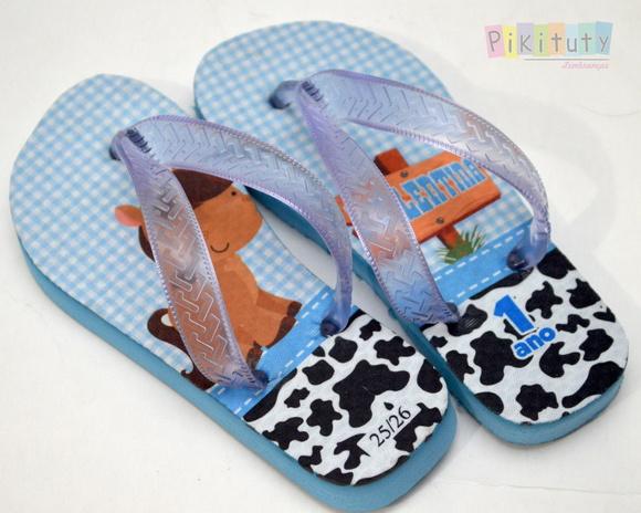 Chinelo Personalizado - Fazendinha Azul