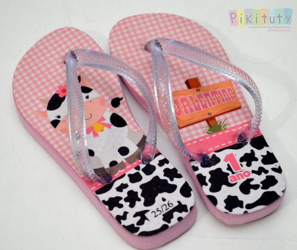 Chinelo Personalizado - Fazendinha Rosa
