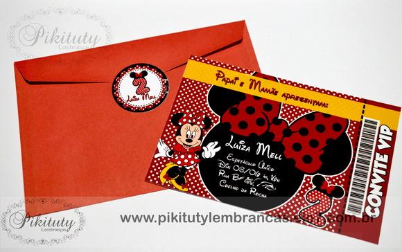 Convite 10x15 Minnie Vermelha