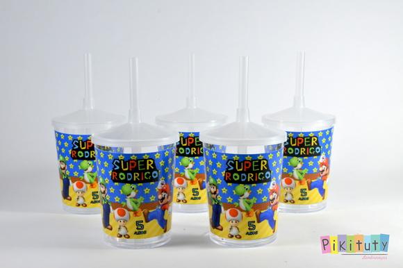 Copo c/ canudo - Turma do Mario Bros