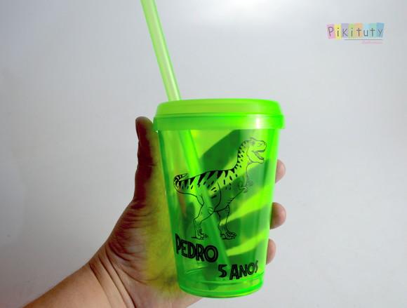 Copo c/ canudo 400 ml Dinossauros