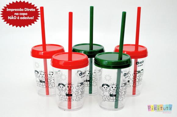 Copo c/ canudo 400 ml Turma da Monica