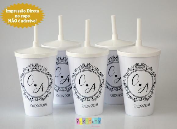 Copo c/ canudo 570 ml Casamento